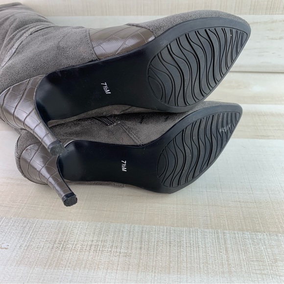 Amelia Grace Grey Knee High Boots - Picture 9 of 15